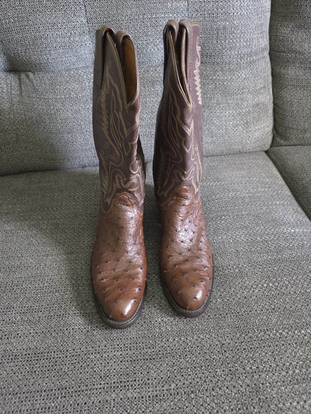Lucchese Brown Ostrich Leather Boots 10B